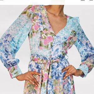 Zara Womens Multi Color Floral Dress XS NWT